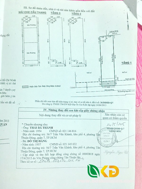 Bán nhà 2 lầu  mặt tiền hẻm 362 Nguyễn Văn Linh Phường Bình Thuận Quận 7